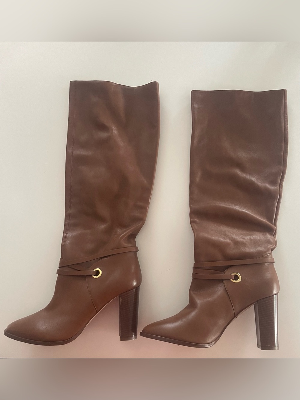 L.K.Bennett Shelby Tan Leather Knee-High Boots size EU 38 Store display - Picture 3 of 10
